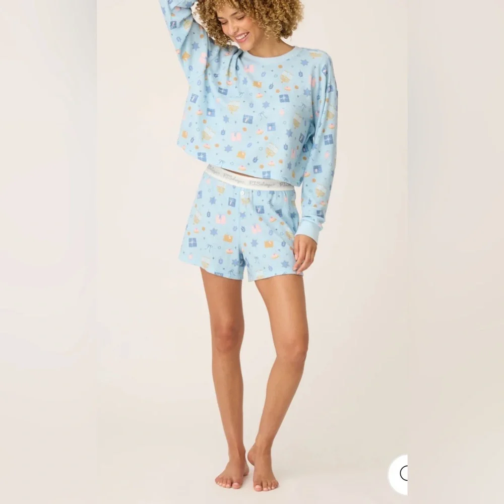 PJ Salvage NWT Size Large Boyfriend Boxer Hanukkah Print Shorts Set - Picture 2 of 9